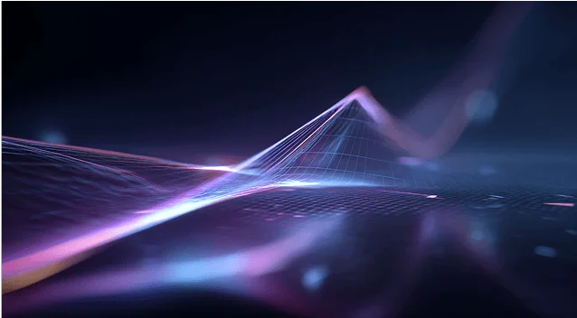 glowing digital waves over a grid