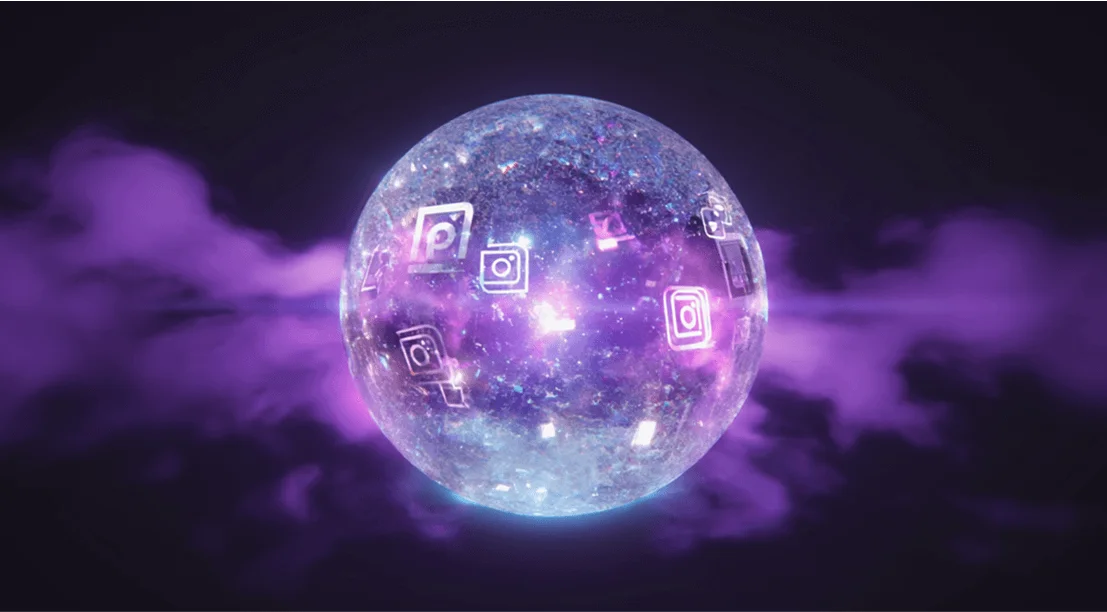 social media icons floating in space