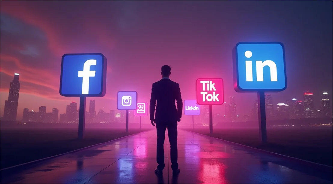 glowing social media signs